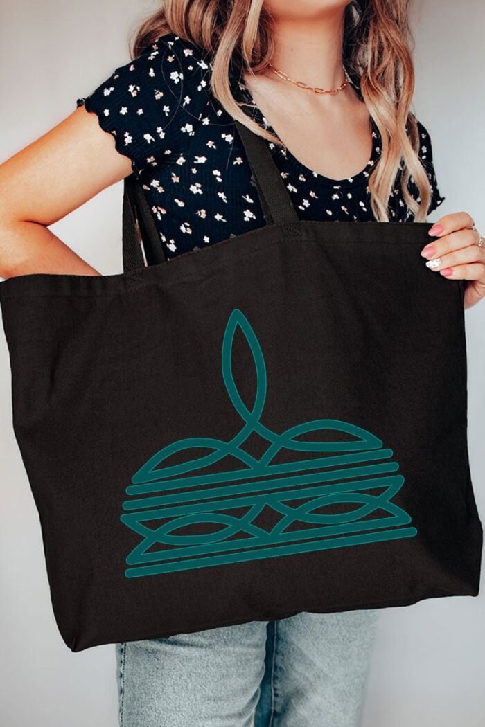 hpvjit-q600-black-turquoisebootstitch-hpv-689495.jpg Turquoise Boot Stitch Canvas Jumbo Tote