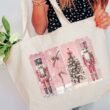 Vintage Nutcracker Christmas Canvas Jumbo Tote