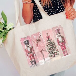 Vintage Nutcracker Christmas Canvas Jumbo Tote