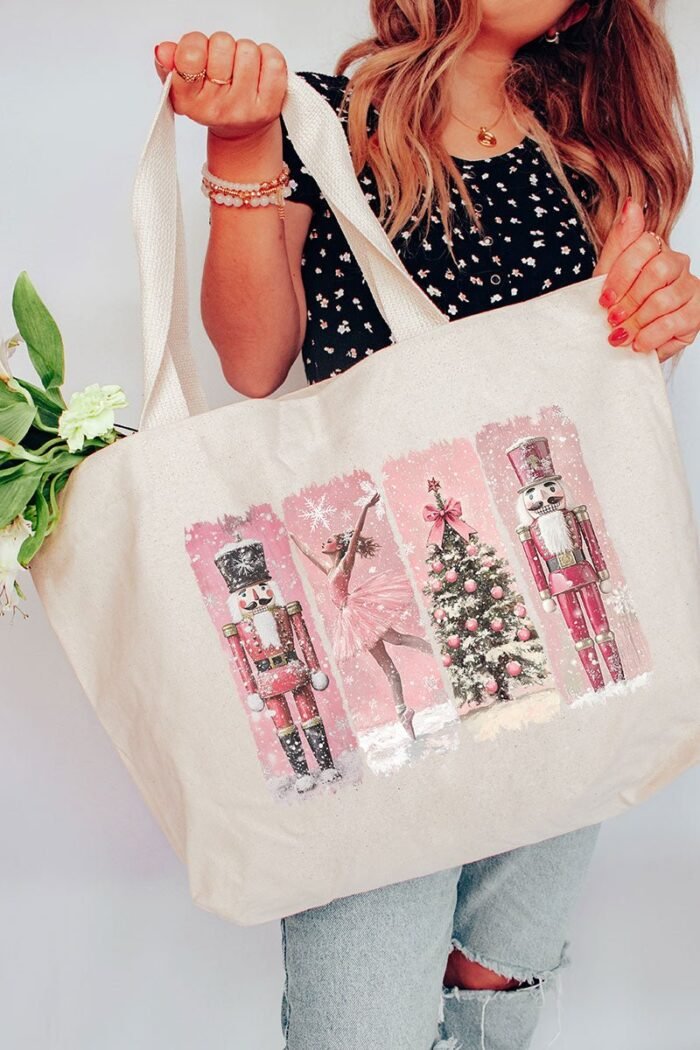 Vintage Nutcracker Christmas Canvas Jumbo Tote