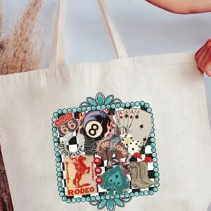 Welcome Rodeo Collage Canvas Jumbo Tote