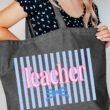 Teacher Striped Canvas Jumbo Tote