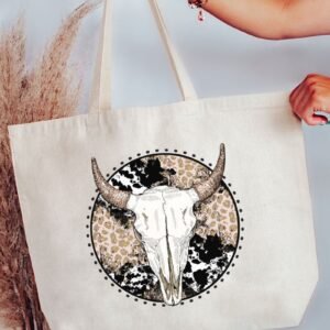 Circle Leopard Steer Canvas Jumbo Tote