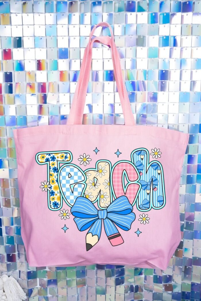 Daisy Days Teach Canvas Jumbo Tote