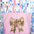 God Is Within Her Patchwork Bow Canvas Jumbo Tote