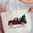 hpvjit-q600-lightpink-merrychristmasbuffaloplaidtruck-hpv-711070.jpg Merry Christmas Buffalo Plaid Truck Canvas Jumbo Tote