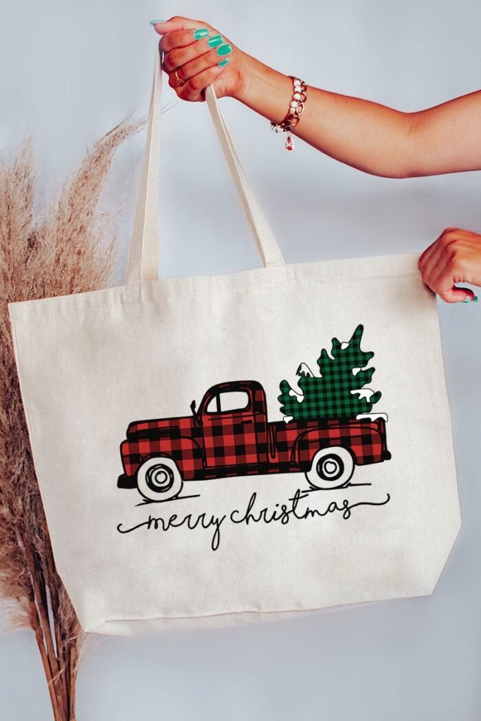 hpvjit-q600-lightpink-merrychristmasbuffaloplaidtruck-hpv-711070.jpg Merry Christmas Buffalo Plaid Truck Canvas Jumbo Tote