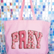 Pink Faux Yarn Coquette Pray Canvas Jumbo Tote