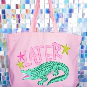 Pink Later Gator Canvas Jumbo Tote