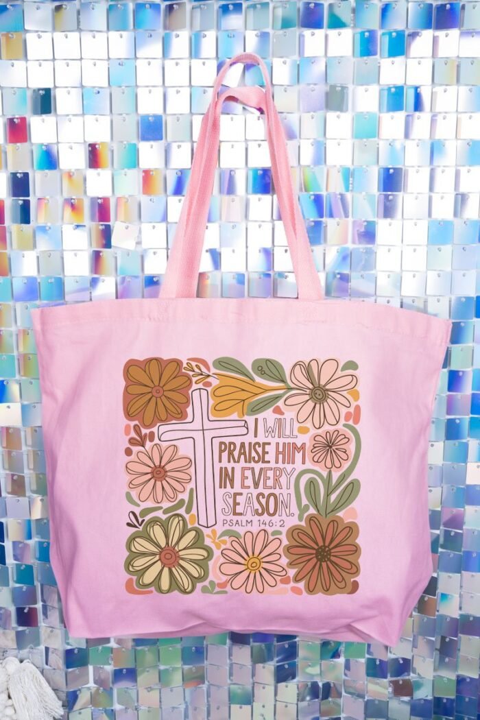 hpvjit-q600-lightpink-praisehimineveryseason-hpv-207351.jpg Praise Him In Every Season Canvas Jumbo Tote