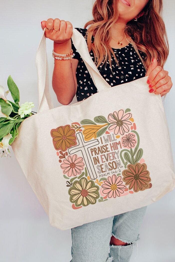 hpvjit-q600-lightpink-praisehimineveryseason-hpv-936789.jpg Praise Him In Every Season Canvas Jumbo Tote