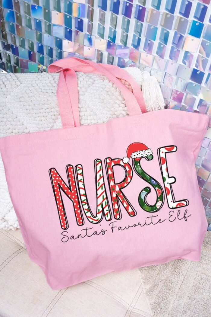 hpvjit-q600-lightpink-santasfavoriteelfnurse-hpv-316052.jpg Santa's Favorite Elf Nurse Canvas Jumbo Tote