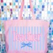 Teacher Striped Canvas Jumbo Tote