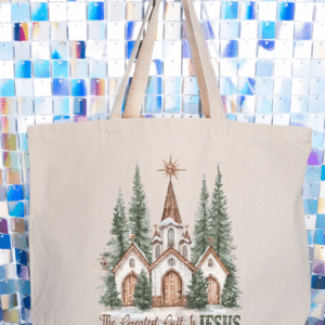 The Greatest Gift Is Jesus Canvas Jumbo Tote