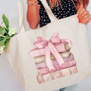 Book Club Girly Canvas Jumbo Tote