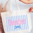 Teacher Striped Canvas Jumbo Tote