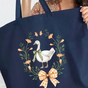 Peach Petals Goose Canvas Jumbo Tote
