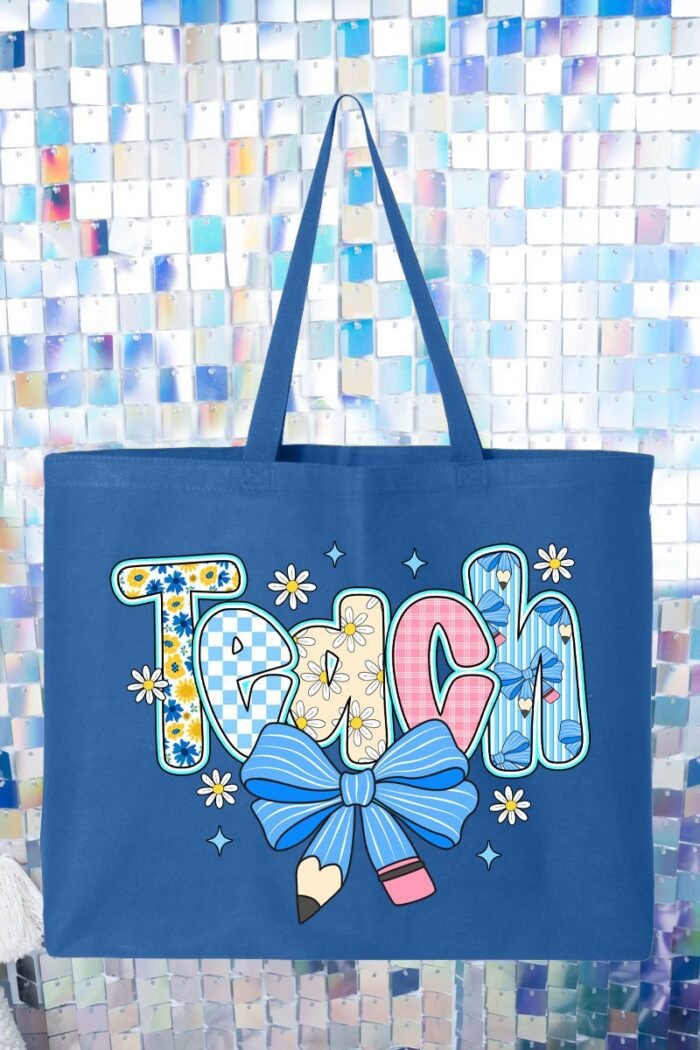 Daisy Days Teach Canvas Jumbo Tote