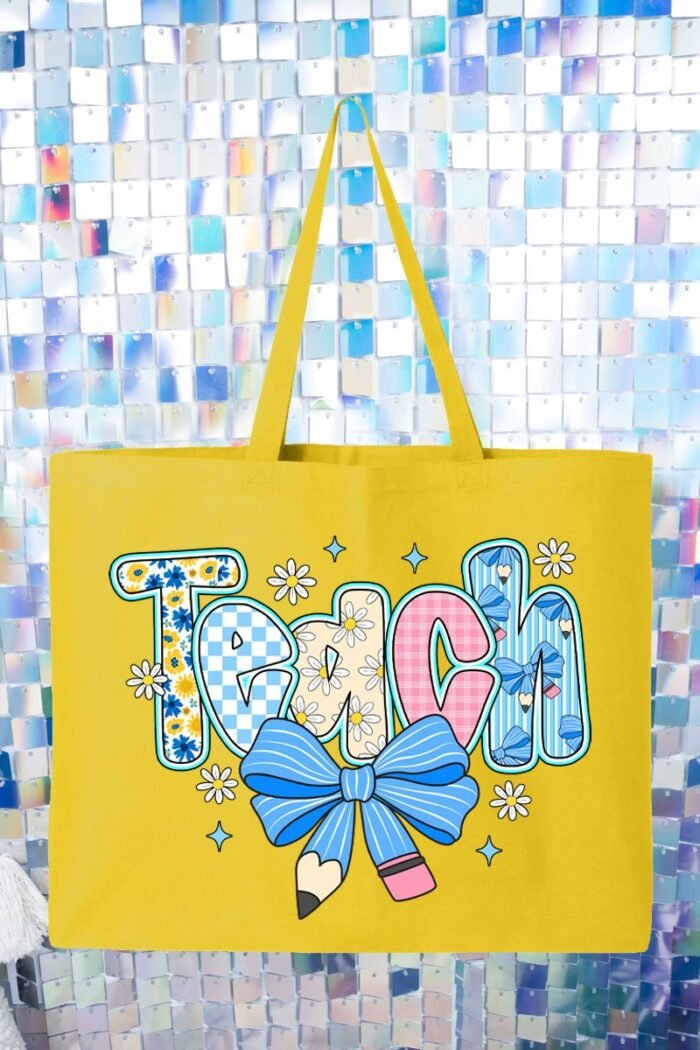 Daisy Days Teach Canvas Jumbo Tote
