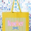 Teacher Striped Canvas Jumbo Tote