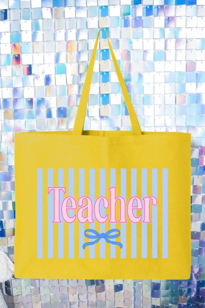 Teacher Striped Canvas Jumbo Tote