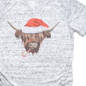 Highland Cow Christmas Unisex V-Neck Tee