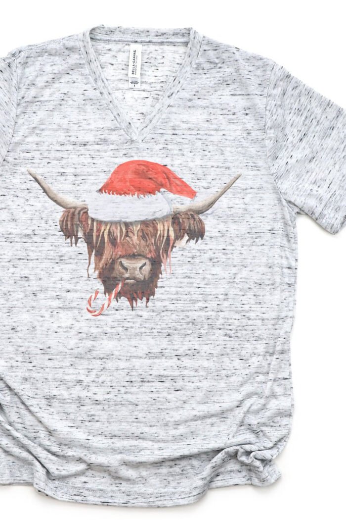 jit-30053655-stonemarble-xs-highlandcowchristmashighland-cow-christmas-unisex-v-neck-tee-502325.jpg Highland Cow Christmas Unisex V-Neck Tee