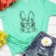 Bunny With Glasses Leopard Tri-Blend Short Sleeve Tee