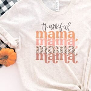 Colorful Thankful Mama Tri-Blend Short Sleeve Tee