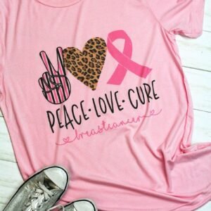 Peace Love Pink Ribbon Tri-Blend Short Sleeve Tee