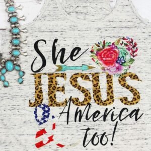 Leopard Jesus & America Too Women's Flowy Racerback Tank