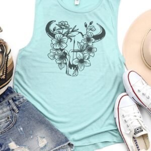 Blossom Steer Women's Flowy Scoop Muscle Tank