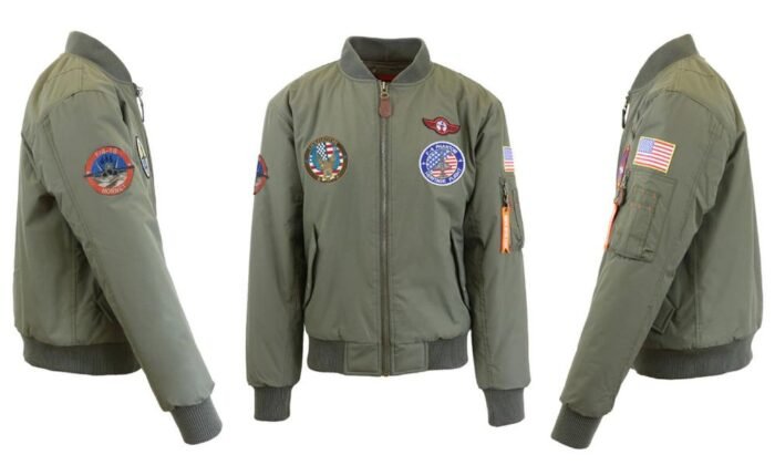 Men's Heavyweight MA-1 Flight Bomber Jacket With Patches