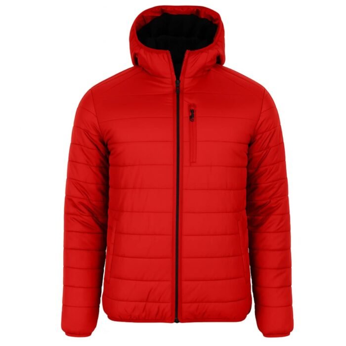 Men's Sherpa-Lined Hooded Puffer Jacket Red