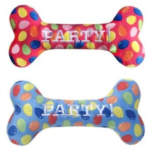 Party Time Bone Dog Toy Pink - Small