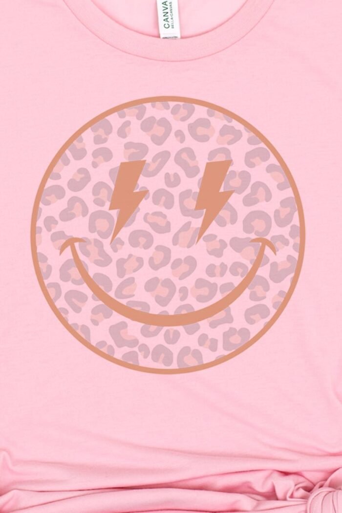 Lightning Cheetah Happy Face Tri-Blend Short Sleeve Tee