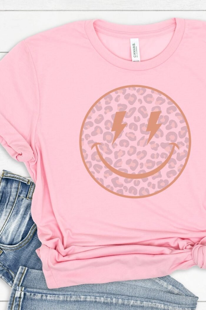 Lightning Cheetah Happy Face Tri-Blend Short Sleeve Tee