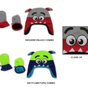 v374300939_s.jpg Baby Boy's Fleece Lined Earflap Hat & Mitten Sets - Monster Designs