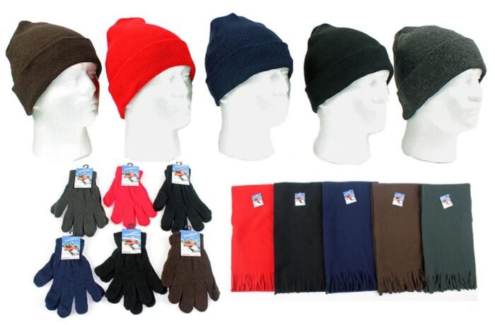 Cuffed Winter Knit Hats, Magic Gloves, And Solid Fleece Scarves