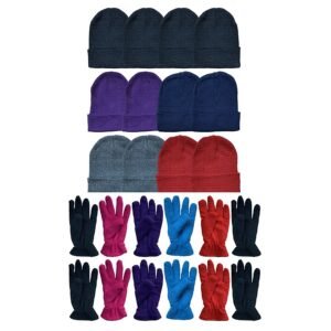 Yacht & Smith Women's Winter Care Set, Fleece Gloves And Winter Beanie Set