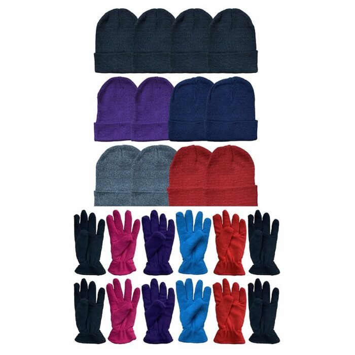 Yacht & Smith Women's Winter Care Set, Fleece Gloves And Winter Beanie Set