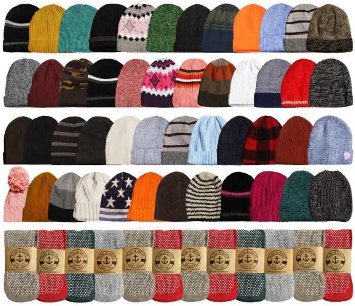 Yacht & Smith Women's Warm Winter Hats And Thermal Gripper Socks Set
